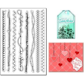 Arbuya Stiched Sewn Lines Clear Stamps for Card Making Sewing Stiches Borders Rubber Stamps for Gift Tags Art Journals Paper Crafting Scrapbooking Decor