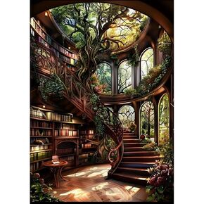 Luckyrichrui Landscape Book Diamond Art Kits for Adults, 5D Book Diamond Painting Kits for Beginner, DIY Full Drill House Tree Diamond Painting Kit, Home Wall Decor 11.8x15.8 Inch