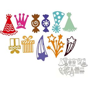 Christmas Candy Metal Die Cuts,11pcs Merry Christmas Candies Hat Crown Fireworks Gift Cut Stencils DIY Scrapbooking Photo Album Decorative Embossing Paper Card Making