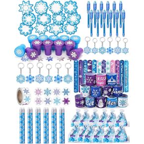 Frozen party favors, 12 Sets of Goodie bags for kids, with Stamps for kids, Slap Bracelets, Keychains, Pencils, Highlighters, Sticky Notes, 500 Stickers & Gift Bags, Frozen birthday party decorations
