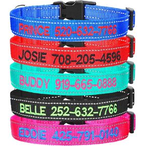 Personalized Dog Collar,Dog Collar with Name.Embroidered Dog Name and Phone Number,5 Adjustable Sizes XS Small, Medium, Large with X-Large