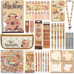 12PCS Capybara School Supplies set，Cute School Supplies ballpoint pens notebooks, pencil cse, sticky notes ，mechanical pencil