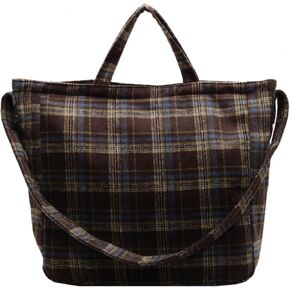 Plaid Crossbody Bag Casual Hobo Tote Bag Large Laptop Bag Shoulder Bag Handbag Travel Daypacks