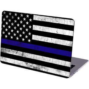 Compatible with MacBook Air 13.6-inch Hard Protective Shell Cace and Keyboard Cover ( A2681, M2 chip, 2022 Release ) - Thin Blue Line Grunge USA Flag