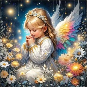 hill froeistung Little Angel Diamond Painting Kits for Adults, Flower Diamond Art for Beginners, 5D DIY Full Drill Round Gem Art Craft Home Wall Decor Gift 12x12 inch