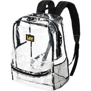 Lee Clear Backpack Heavy Duty Transparent Backpack - Reinforced Straps & Water-Resistant PVC, Large Capacity Clear Bag for College, Work, Concert, Travel