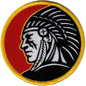Indian Headdress Round Iron-On Patch Embroidered Red Motorcycle Biker Emblem