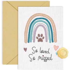 Pet Sympathy Card for Loss of Dog or Cat – Rainbow Bridge Bereavement Memorial Gift with Extra Thick Envelope