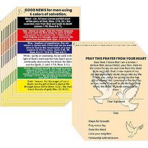 Plan of Salvation Card Prayer Cards 100 Pcs Tracts Pocket Holy Postcards - Christian Inspirational Bible Verses Church Religious Bookmarks for Men Women Teens Church Supplies 4.7 x 3.5 Inch