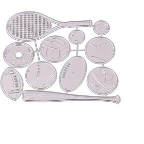Baseball Bat Tennis Racket Die Cut for Card Making, Balls Metal Cutting Dies Congratulations Die Cuts Embossing Stencils Template for DIY Scrap-Booking Decor Wedding Birthday Blessing Card