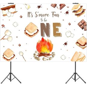 Jollyboom S’mores Party Decorations for Girls, Pink Camping Birthday Backdrop Birthdays Are S’more Fun with Friends Backdrop Banner Photography Background for Girl Camping Campfire Birthday Party