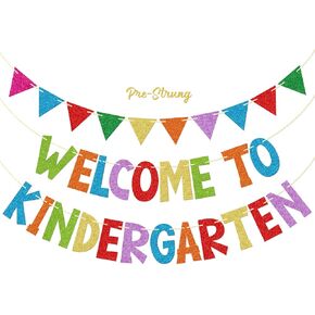 Welcome to Kindergarten Banner, First Day of Kindergarten, Welcome Back to School Kindergarten Classroom Decorations, Kindergarten Classroom Decor, Colorful Glitter