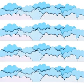 AWIZOM 75.6 Feet Sky Cloud Bulletin Board Borders White Clouds Shape Die Cut Trim Border Sky Clouds Classroom Decorations for Back to School Blackboard Chalkboard Home Office Wall Window Decor