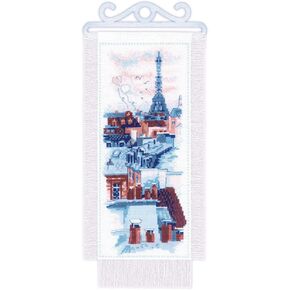 RIOLIS - Paris Roofs 1952, Cross Stitch Kits 6" x12¼, Cross Stitch Kits for Beginners & Advanced, Crossstitching Kit Adult, Embroidery Counted Stitching Kit