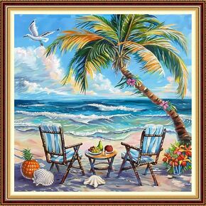 DMCCRAFT Stamped Cross Stitch Kits for Adults 11CT Printed Cross-Stitch Patterns Embroidery Kits Easy Cross Stitching Needlepoint Kits-Butterfly Sunflower 18x18 inch in Saudi Arabia