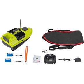 DouSeiAi RC Bait Boat, 600m/1968FT Long-Distance Control Surf Fishing Bait Boat 4.4LBS Load with Dual 5200mAh Battery LED Lights LCD Screen for Lake/Ocean Angling, Auto Navigation, 10000RPM, Gray