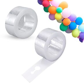 Balloon Arch Strip Kit for Garland 2 Rolls Balloon Tape Strips 16.4 Feet Extra Strong Non-marking Removable Balloons Archs Strips for Birthday Party Wedding Christmas Decorations and DIY - Double Hole