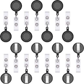 Retractable Id Name Badge Holder, Reel Clip Retractable 15 Pack, Black