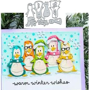 Suds&WH Penguin Animal Metal Die Cuts,Christmas Hat Glasses Penguin Animal Cutting Dies Cut Stencils DIY Scrapbooking Decorative Embossing Paper Scrapbooking Card Making, silver
