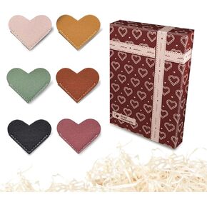 Leather Heart Bookmarks A Cute and Practical Reading Accessory for Book Lovers Teachers Students The Perfect Gift for All Ages(Heart（6pcs）