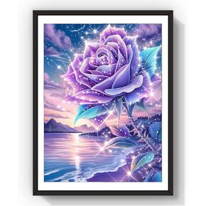 FILIGE 5D Diamond Art Kits for Adults 12x16inch Square Full Drill DIY Flower Landscape Gem Art Paint Crafts Home Wall Decor Holiday Gift for Beginners(Starry Rose)