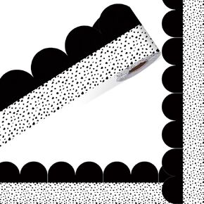 Fuutreo 65ft Bulletin Board Borders for Classroom Decorations Black and White Polka Dots Bulletin Borders Trim Back to School Decor Boho Board Decoration for Teacher Classroom Office School (Macaron)