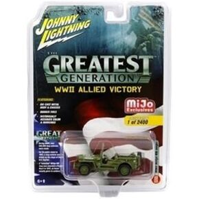 Johnny Lightning 1: 64 The Greatest Generation: WWII Allied Victory - Willys MB Jeep - Mijo Exclusives Diecast Vehicles