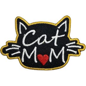 Cat Mom Patch Iron on Embroidered Patch for Clothes Bag Jean Cap