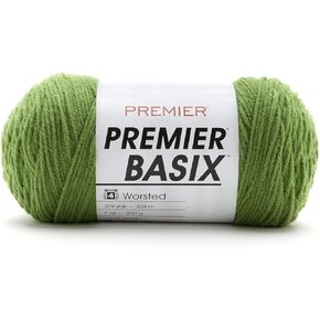 Premier Yarns Basix, Solid Worsted Yarn, Made of Acrylic, Ideal Yarn for Crocheting and Knitting, 359 Yards, Fern