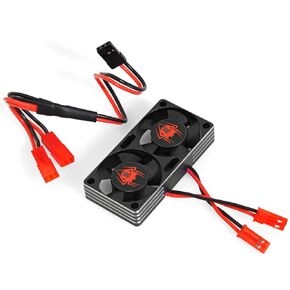 Aluminum Alloy High Speed RC Motor Dual Fan 60 * 11 * 30mm Cooling Operating Voltage: 5V-8.4V 21534rpm for 1/8 1/10 1/12 Scale RC Car 540 550 Motors R242 (Black)