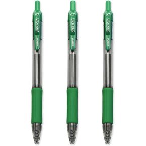 Zebra Pen Sarasa - 0.7mm Retractable Gel Ink Rollerball Pens - Pack of 3 - Green Ink
