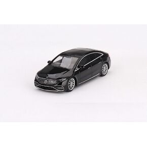 Diecast Model Car Compatible with Mercedes-Benz EQS Black Luxury Sedan 1:64 Scale Diecast Model Car by Mini GT MGT00694