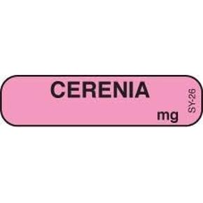 ParaMedical Labels of Cooo.kamonga, Inc. Medication Syringe Labels (CERENIA) SY-26 (Pink)