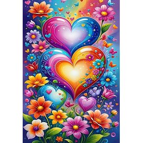 GXGLLPZBY 5D Diamond Painting Kits for Beginners, DIY Love Heart Diamond Art Kits for Adult, Full Round Diamond Dot Gem Art Kits, Home Wall Decoration 11.8x15.8 Inches