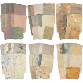 168 Sheets Vintage Scrapbook Paper with Embossed Texture, 6 Pack Assorted Handmade Papers for Journaling, Collage, Planner, Card Making & Scrapbooking,Small Sizes 2.4x3.2 & 3.4x4.9 Inch