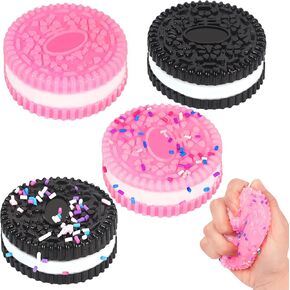 Squishy Fidget Toys 4Pcs, Silicone Soft Stress Relief Toys for Kids Adults, Kawaii Cookies Sensory Toys Sticky Squishies with Cute Design, Anxiety Relief OPP Packaging Gifts for Boys Girls