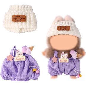 Doll Clothes Set, Funny Clothing and Hat Fashion Unique Style Overall Outfits Practical Accessories for Doll Display