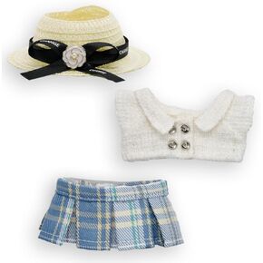 Clothes for 17cm Dolls, Luxury Chic Style Set High-End Fashion Outfit with Premium Dolls Accessories for Play & Display (White) - 3 Piece