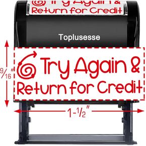 Try Again& Return for Credit Stamp Teachers Self Inking Grading Stamp Classroom Teacher Supplies Encouraging Motivational Homeschool & Teacher Supplies- Red Ink