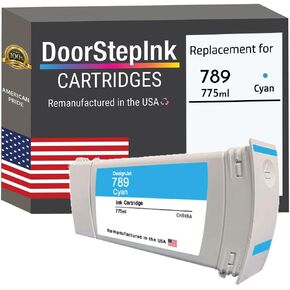 DoorStepInk Remanufactured in The USA Ink Cartridge Replacements for HP 789 CH616A Cyan for Printers DesignJet L25500 42in Wide Format DesignJet L25500 60in Wide Format
