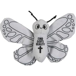 Fun Express 5 1/4" x 3 1/2" Color Your Own Zoom in VBS Stuffed Butterflies - 12 Pieces, Vacation Bible School Supplies