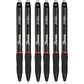 SHARPIE S-Gel, Comfort Grip Gel Pens, 0.7mm Medium Point, Red Ink, 6 Count