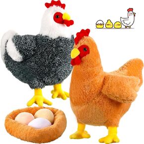 Civaner 6 Pcs 12 Inch Buffy The Hen Chicken Stuffed Animal Gift Cute Chicken Plush with Eggs Large Plush Back to School Party Favor Gift for Kids Women Thanksgiving Birthday Supplies