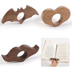 3Pcs Walnut Book Thumb Page Holder Set Cat Dog Bird Bat Bookmark Heart Beard Wood Thumb Bookmarks Christmas Gifts for Women Men Readers Writer Book Lover (PH07811-Cat+Dog+Bird)