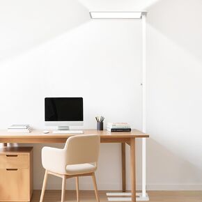 120W LED Floor Lamp, 76.8" Tall Reading Light, 10000LM Knob Dimming Standing Lamp, Full Spectrum Eye Care Reading Lamp, 4000K Natural Daylight for Study Room, Office, Living Room, Bedroom (Black)