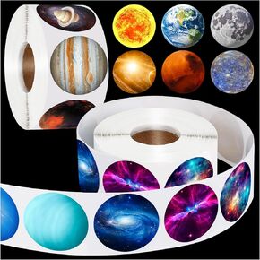 1200 PCS Space Stickers for Kids Inch Solar System Stickers Round Planet Sticker Bulk Educational Realistic Earth Sticker for Students Reward Supplies (16 Styles)