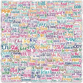 100PCS Christian Bible Stickers - Waterproof Jesus and Religious Verses for Water Bottles, Laptops, Phone Cases, Scrapbooks - Vinyl Decals for Kids, Teens