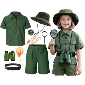 KAIPUTE Kids Explorer Adventurer Costume Boys Girls Safari Camping Trailblazer Jungle Seeker Outdoor Kit Cosplay