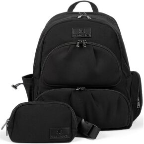 Neoprene Laptop Backpack with Cooler Compartment and Matching Belt Bag, Travel Backpack for Women, Built-In Lunch Box, 17-Inch Laptop Holder, (2) Laptop or Tablet Compartments (Black)