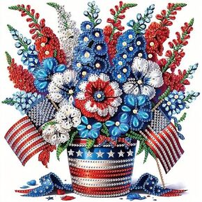 hill froeistung Special Shape Flower Diamond Art Painting Kits for Adults,Flag Diamond Art Kits for Beginners,Flower Pot Diamond Art Kits for Home Decor12×12inch/30×30cm